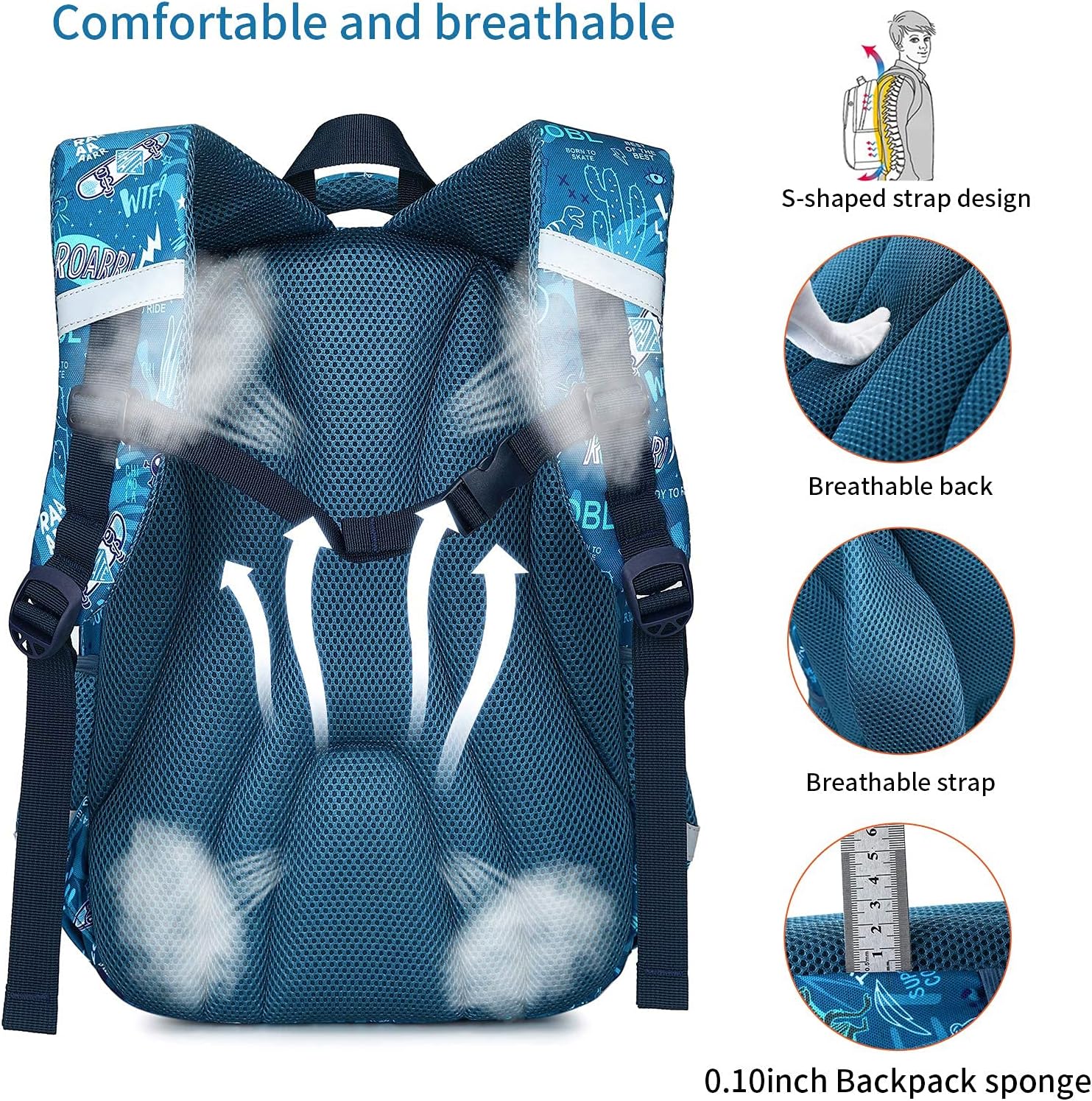 JUEGO DE 3 MOCHILAS DE DINOSAURIO PARA NIÑOS CON CAJA DE ALMUERZO, BOLSA DE LIBRO ESCOLAR PARA NIÑOS PRIMARIOS PREESCOLARES - 5