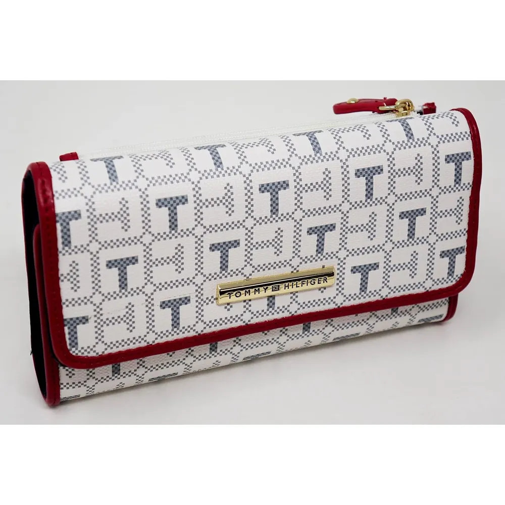 TOMMY HILFIGER | CLUTCH DE LONA BLANCA, ROJA Y GRIS CON LOGO - 2
