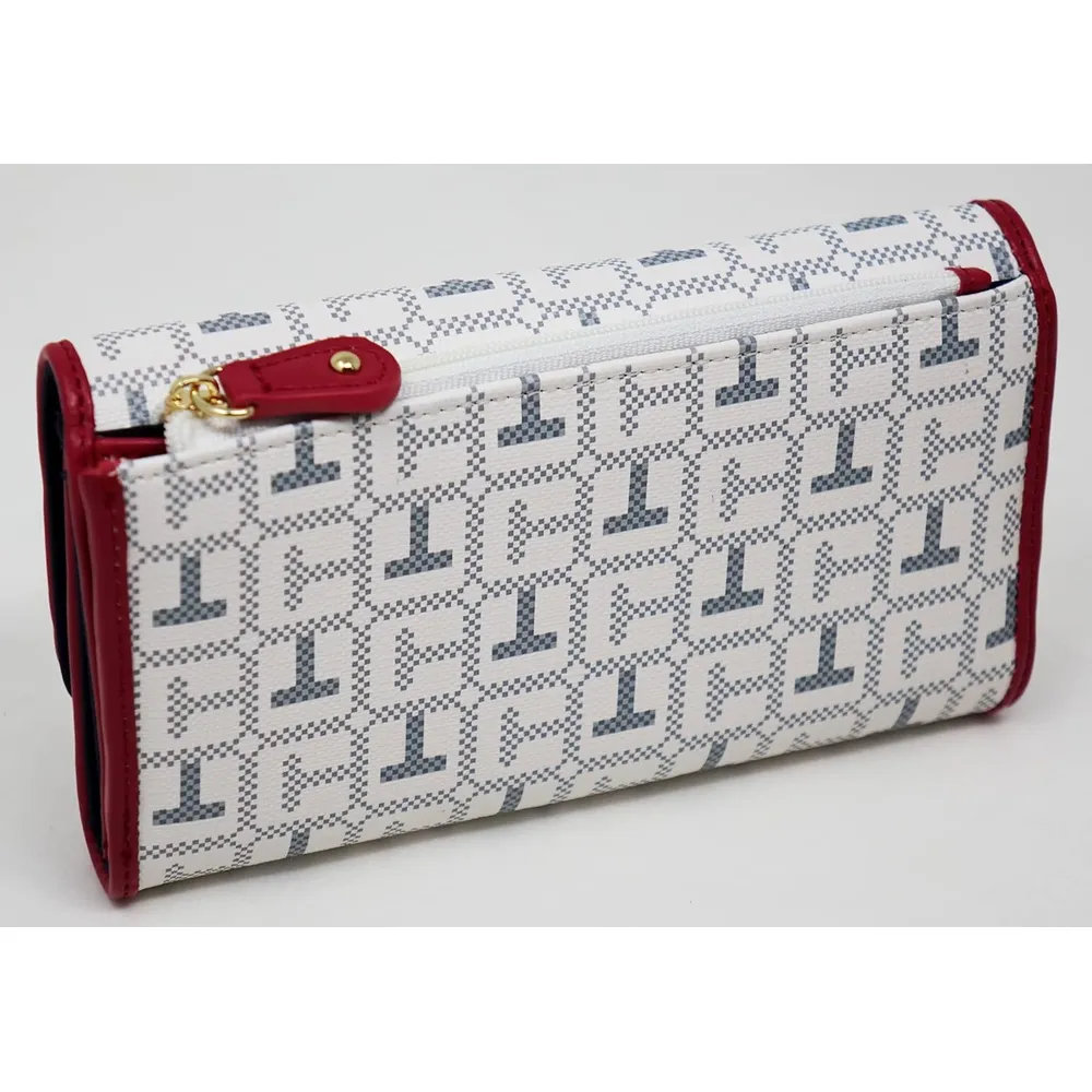 TOMMY HILFIGER | CLUTCH DE LONA BLANCA, ROJA Y GRIS CON LOGO - 3