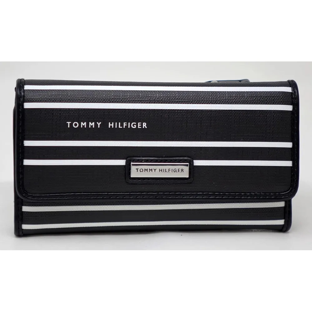 TOMMY HILFIGER | CLUTCH DE RAYAS BLANCAS Y NEGRAS CON LOGO - 2