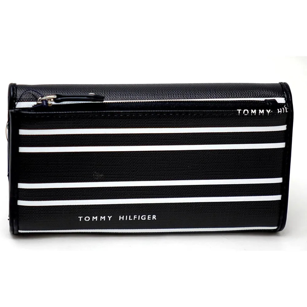 TOMMY HILFIGER | CLUTCH DE RAYAS BLANCAS Y NEGRAS CON LOGO - 3