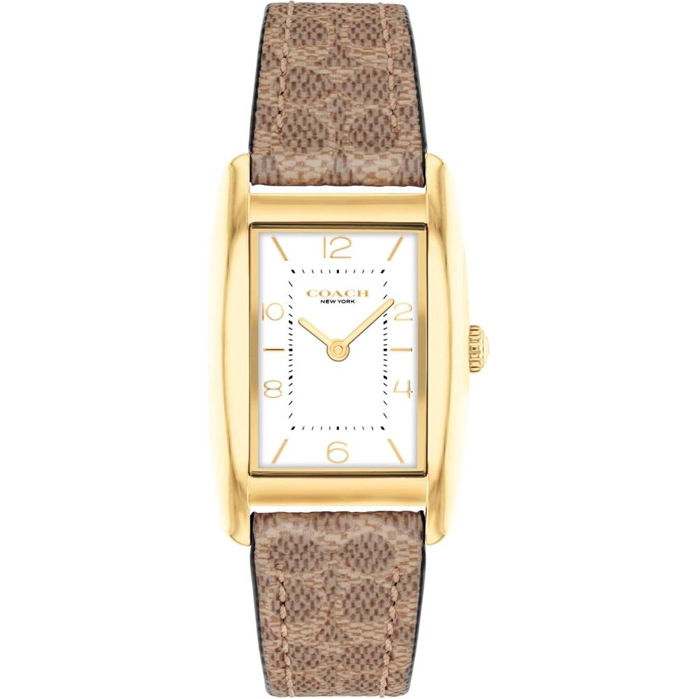 COACH RELOJ REESE DE CUARZO 2H CON CORREA DE CUERO RESISTENTE AL AGUA 3 ATM-30 METROS | ORO - MARRON - 1