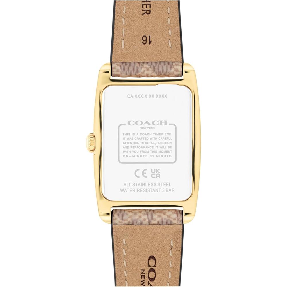 COACH RELOJ REESE DE CUARZO 2H CON CORREA DE CUERO RESISTENTE AL AGUA 3 ATM-30 METROS | ORO - MARRON - 3