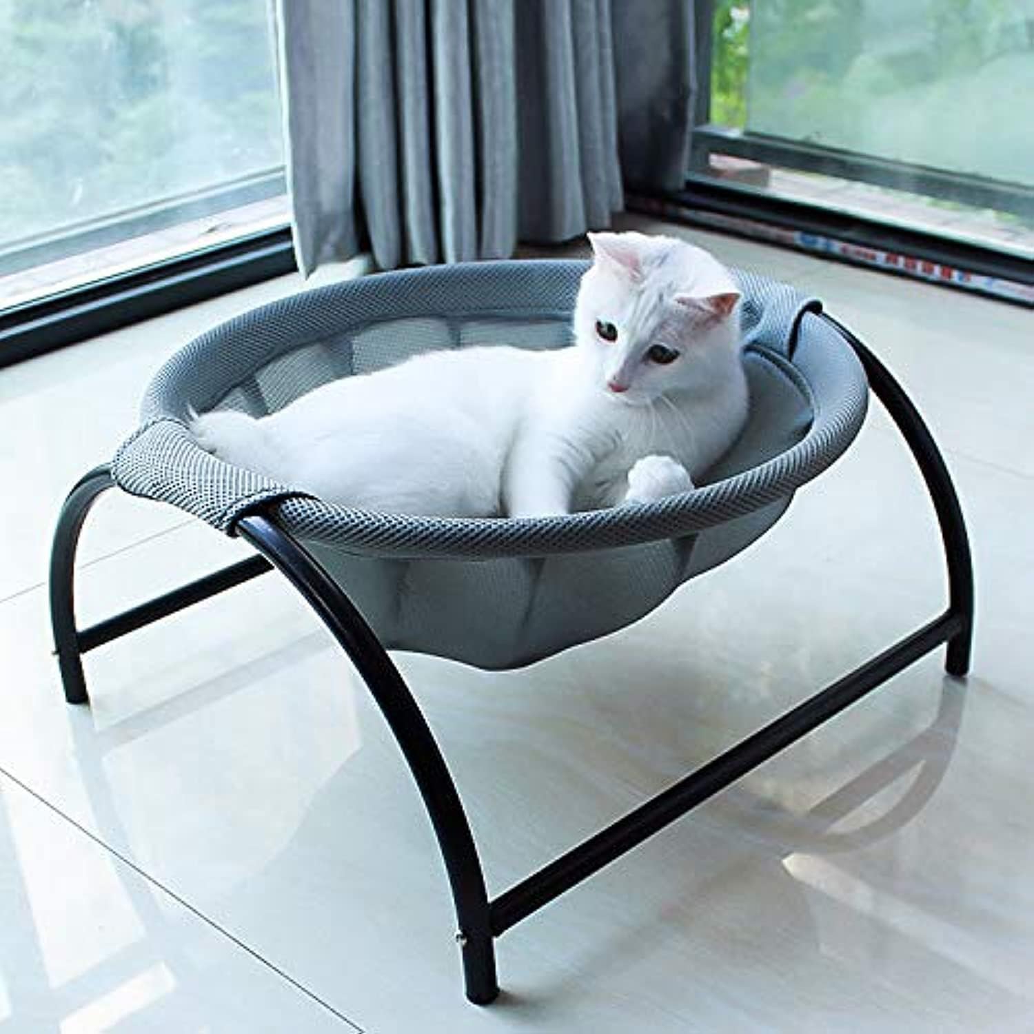 JUNSPOW CAMA PARA GATOS HAMACA PARA MASCOTAS CAMA PARA DORMIR ESTRUCTURA ESTABLE DESMONTABLE EXCELENTE TRANSPIRABILIDAD FÁCIL - 1