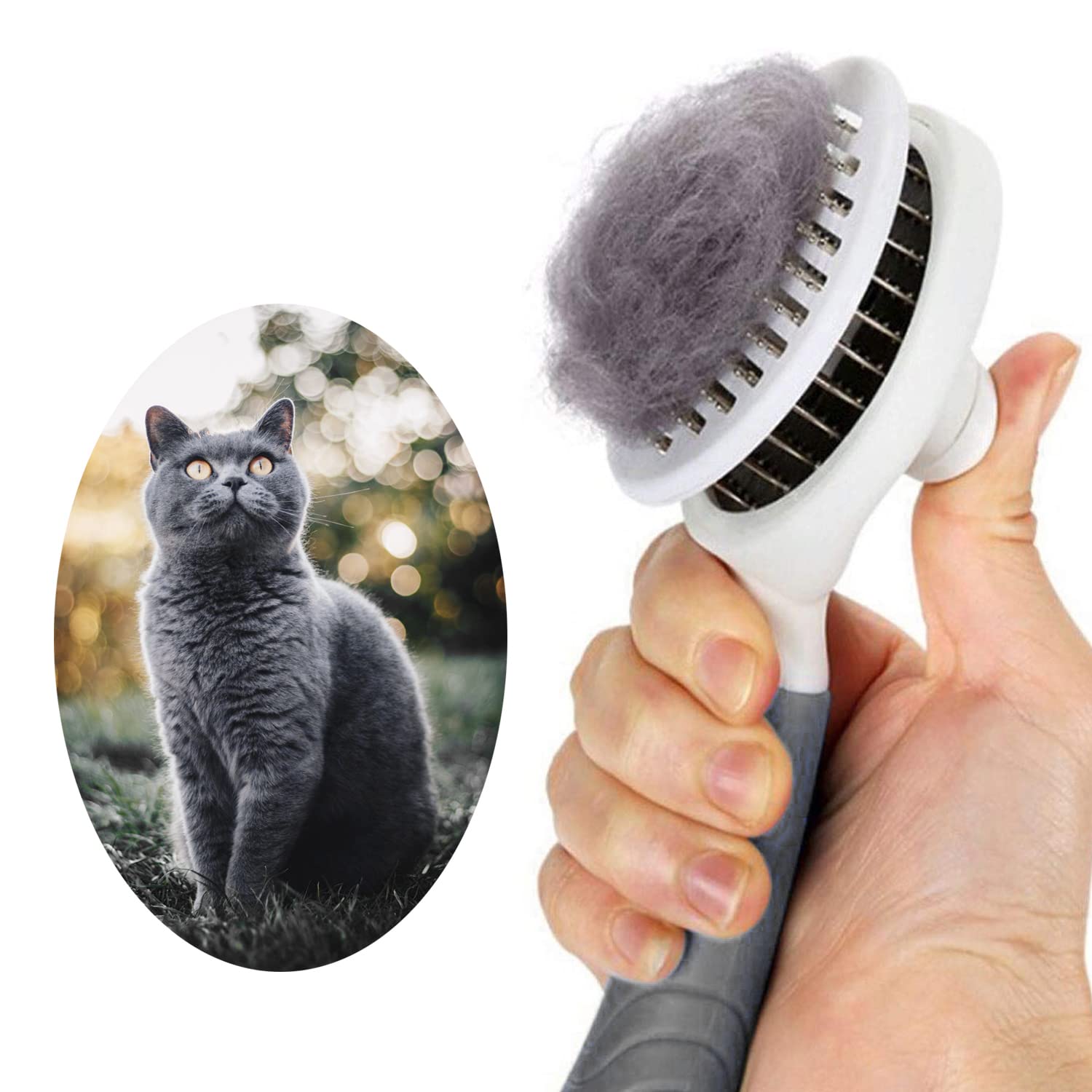 CEPILLOS AUTOLIMPIANTES PARA PERROS Y GATOS,ELIMINA SUAVEMENTE LA CAPA SUELTA, ALFOMBRILLAS, CEPILLO DE PELO ENREDADO PARA MASAJE - 1