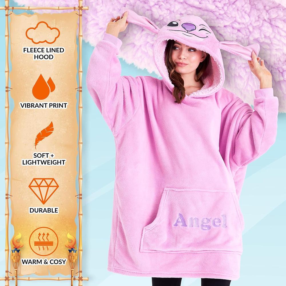 LILO Y STITCH | MANTA POLAR SHERPA CON CAPUCHA DE GRAN TAMAÑO DE ÁNGELA | TALLA ÚNICA - 3