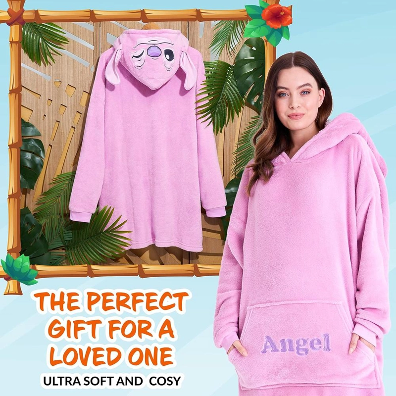 LILO Y STITCH | MANTA POLAR SHERPA CON CAPUCHA DE GRAN TAMAÑO DE ÁNGELA | TALLA ÚNICA - 5