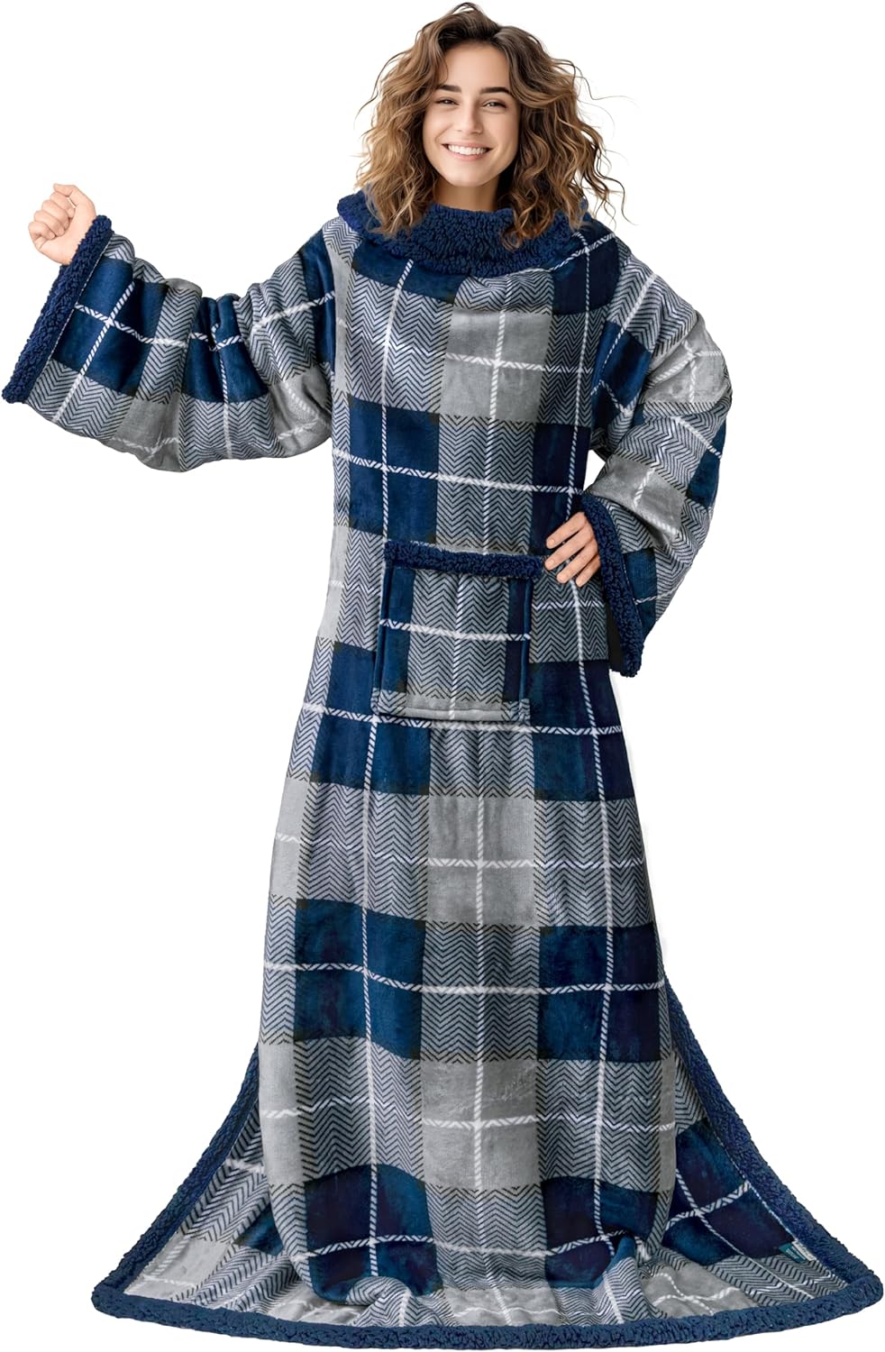 BATA FORRO POLAR SHERPA, MANGAS CÁLIDA FELPA GRUESA, BOLSILLO- CUELLO CAÍDO - 5