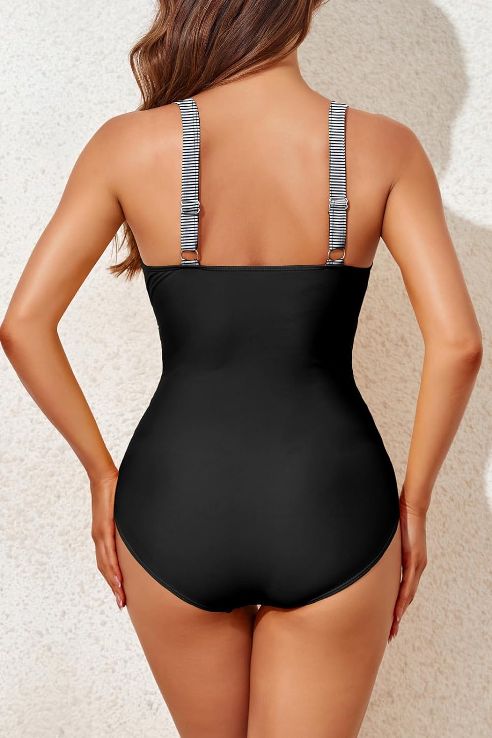 SMISMIVO TRAJES DE BAÑO CON CONTROL DE ABDOMEN PARA MUJER, DE UNA PIEZA ADELGAZANTE, RETRO, FRUNCIDO, PUSH UP, ACOLCHADO - 3
