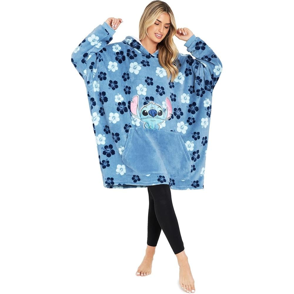 STITCH | MANTA POLAR SHERPA CON CAPUCHA DE GRAN TAMAÑO DE STITCH DE DISNEY | TALLA ÚNICA - 1