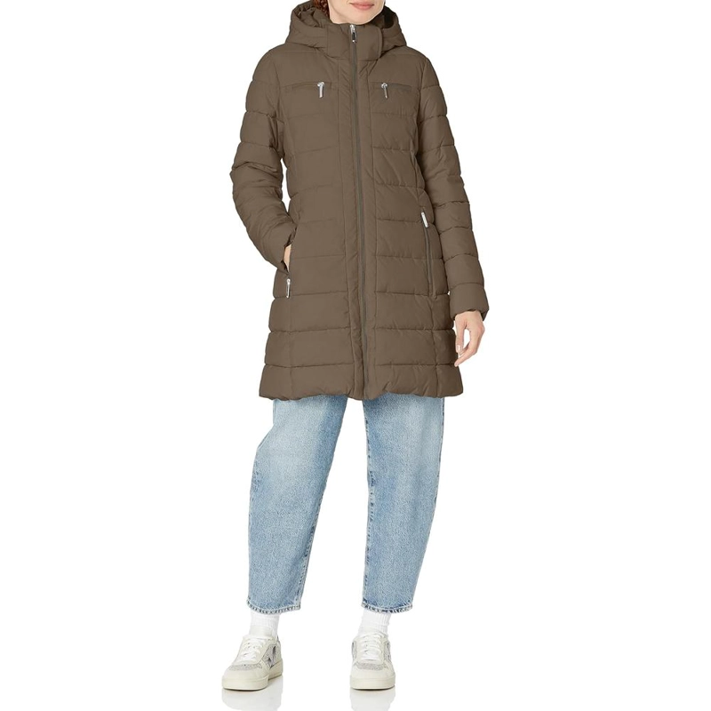 CASACA TOMMY HILFIGER LARGA CON CAPUCHA PARA MUJER - 1