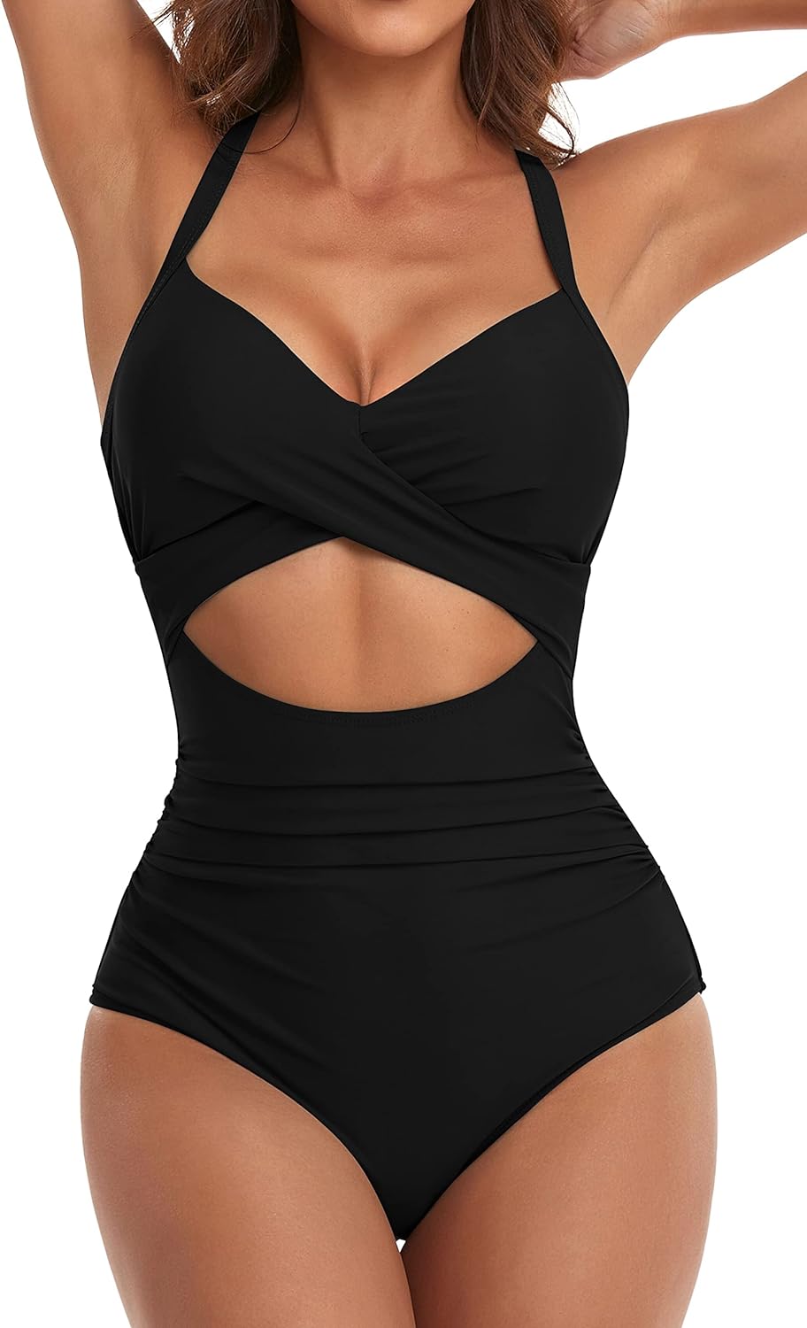 EOMENIE TRAJE DE BAÑO DE UNA PIEZA PARA MUJER CON CONTROL DE ABDOMEN, CINTURA ALTA, TRAJE DE BAÑO ENVOLVENTE DE 1 PIEZA - 1