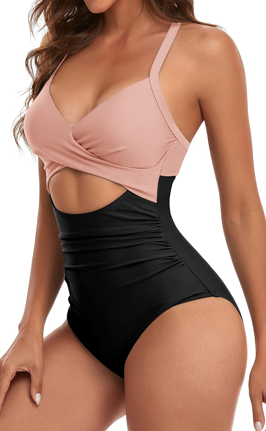 EOMENIE TRAJE DE BAÑO DE UNA PIEZA PARA MUJER CON CONTROL DE ABDOMEN, CINTURA ALTA, TRAJE DE BAÑO ENVOLVENTE DE 1 PIEZA - 3