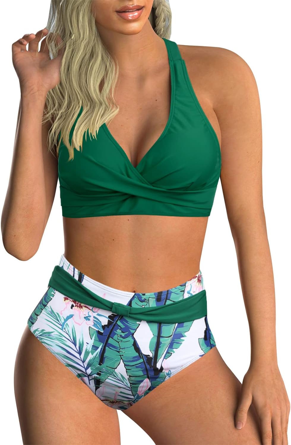 SEAFORM TRAJES DE BAÑO DE DOS PIEZAS PARA MUJER, BIKINI ENVOLVENTE CON PARTE DELANTERA Y CINTURA ALTA, CONTROL DE ABDOMEN. - 1