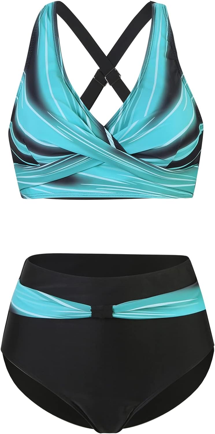 SEAFORM TRAJES DE BAÑO DE DOS PIEZAS PARA MUJER, BIKINI ENVOLVENTE CON PARTE DELANTERA Y CINTURA ALTA, CONTROL DE ABDOMEN. - 3