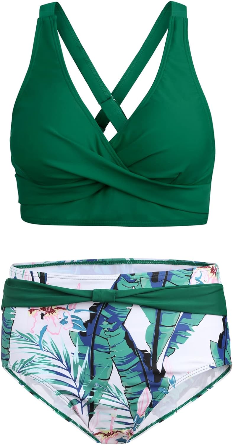 SEAFORM TRAJES DE BAÑO DE DOS PIEZAS PARA MUJER, BIKINI ENVOLVENTE CON PARTE DELANTERA Y CINTURA ALTA, CONTROL DE ABDOMEN. - 4