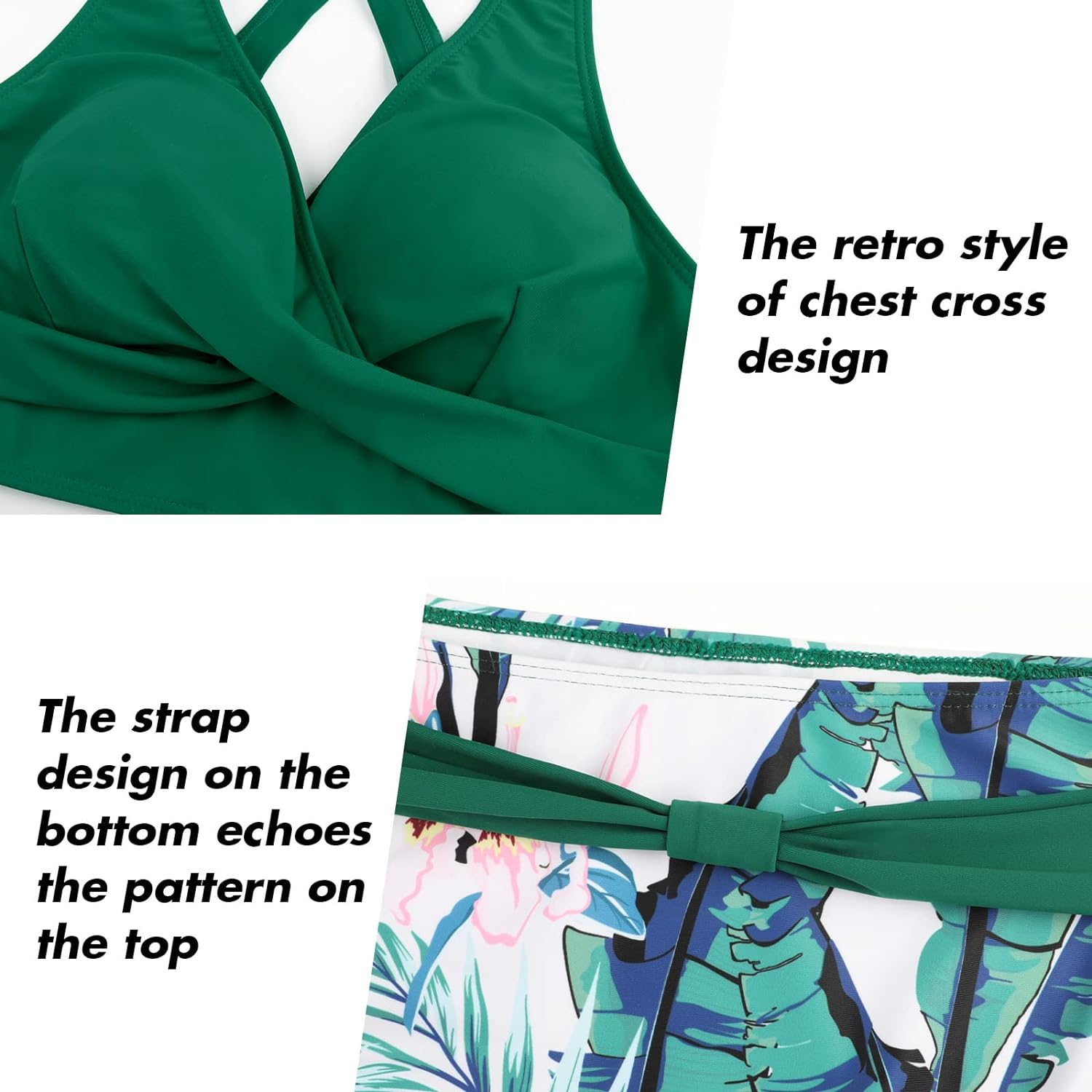 SEAFORM TRAJES DE BAÑO DE DOS PIEZAS PARA MUJER, BIKINI ENVOLVENTE CON PARTE DELANTERA Y CINTURA ALTA, CONTROL DE ABDOMEN. - 5