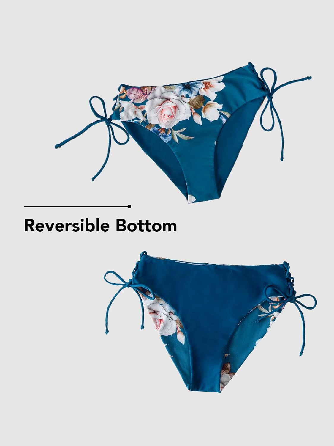 CUPSHE - CONJUNTO DE BIKINI DE 2 PIEZAS PARA MUJER, CON TIRANTES TRENZADOS EN LA ESPALDA Y PARTE INFERIOR REVERSIBLE - 3