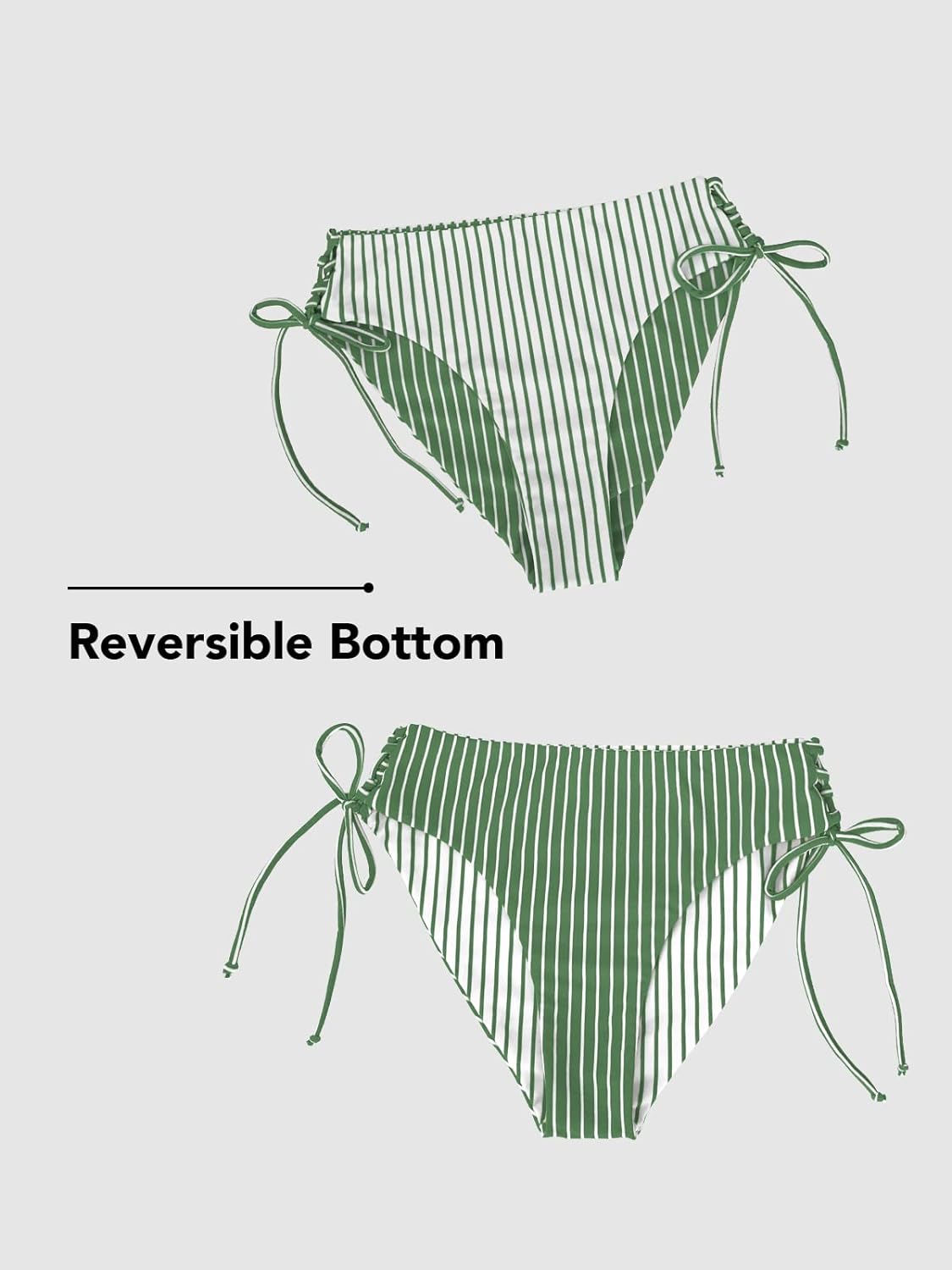 CUPSHE - CONJUNTO DE BIKINI DE 2 PIEZAS PARA MUJER, CON TIRANTES TRENZADOS EN LA ESPALDA Y PARTE INFERIOR REVERSIBLE - 3