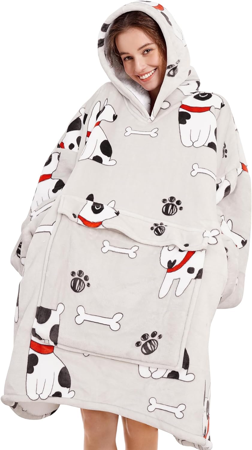BATA CON CAPUCHA POLAR SHERPA DE GRAN TAMAÑO PARA LLEVAR PUESTA-DISEÑO - 1