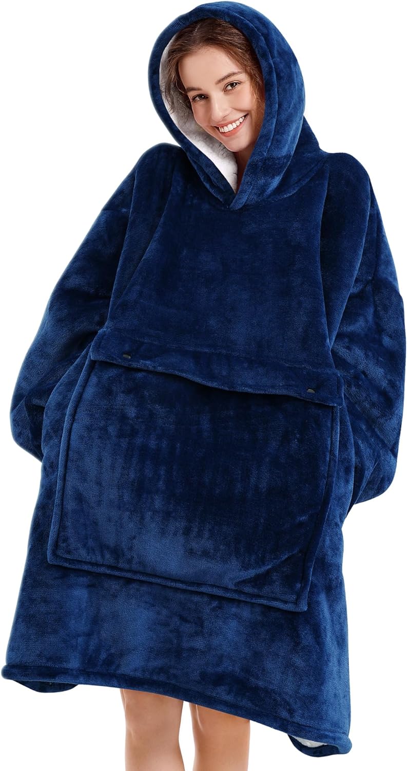 BATA CON CAPUCHA POLAR SHERPA DE GRAN TAMAÑO PARA LLEVAR PUESTA - 1