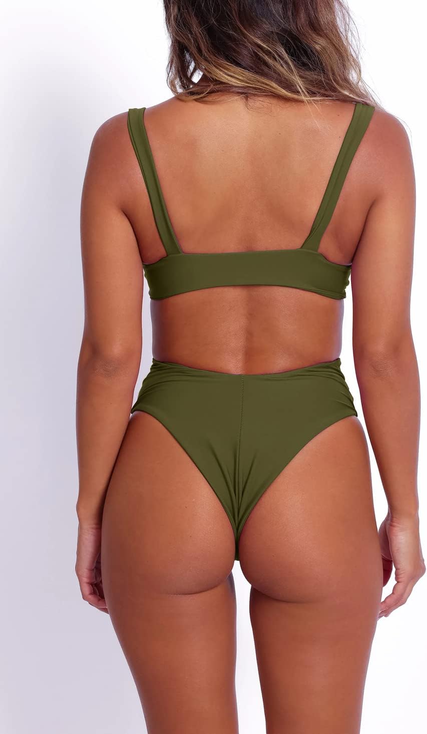 GELUBOAO CONJUNTO DE BIKINI PARA MUJER, CUELLO EN V, NUDO FRONTAL, PUSH UP, TANGA DE PIERNA ALTA, TRAJE DE BAÑO DE DOS PIEZAS - 5