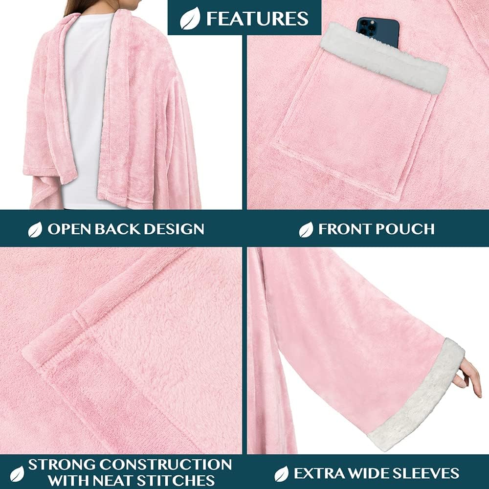 BATA FORRO POLAR SHERPA CON MANGAS, FELPA GRUESA CON BOLSILLO Y CUELLO CAÍDO - 2