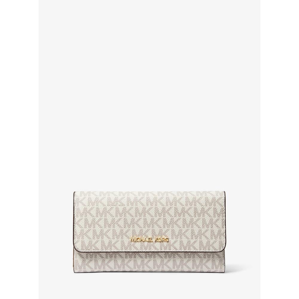 MICHAEL KORS CARTERA GRANDE CON TRES PLIEGUES Y LOGOTIPO DE JET SET | VAINILLA - 1