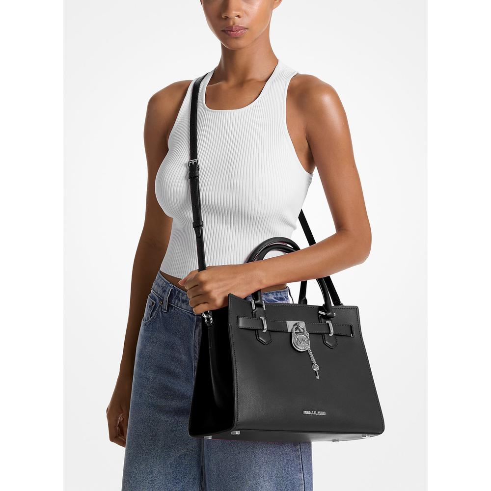MICHAEL KORS BOLSO BANDOLERA MEDIANO DE CUERO HAMILTONS | NEGRO - 3