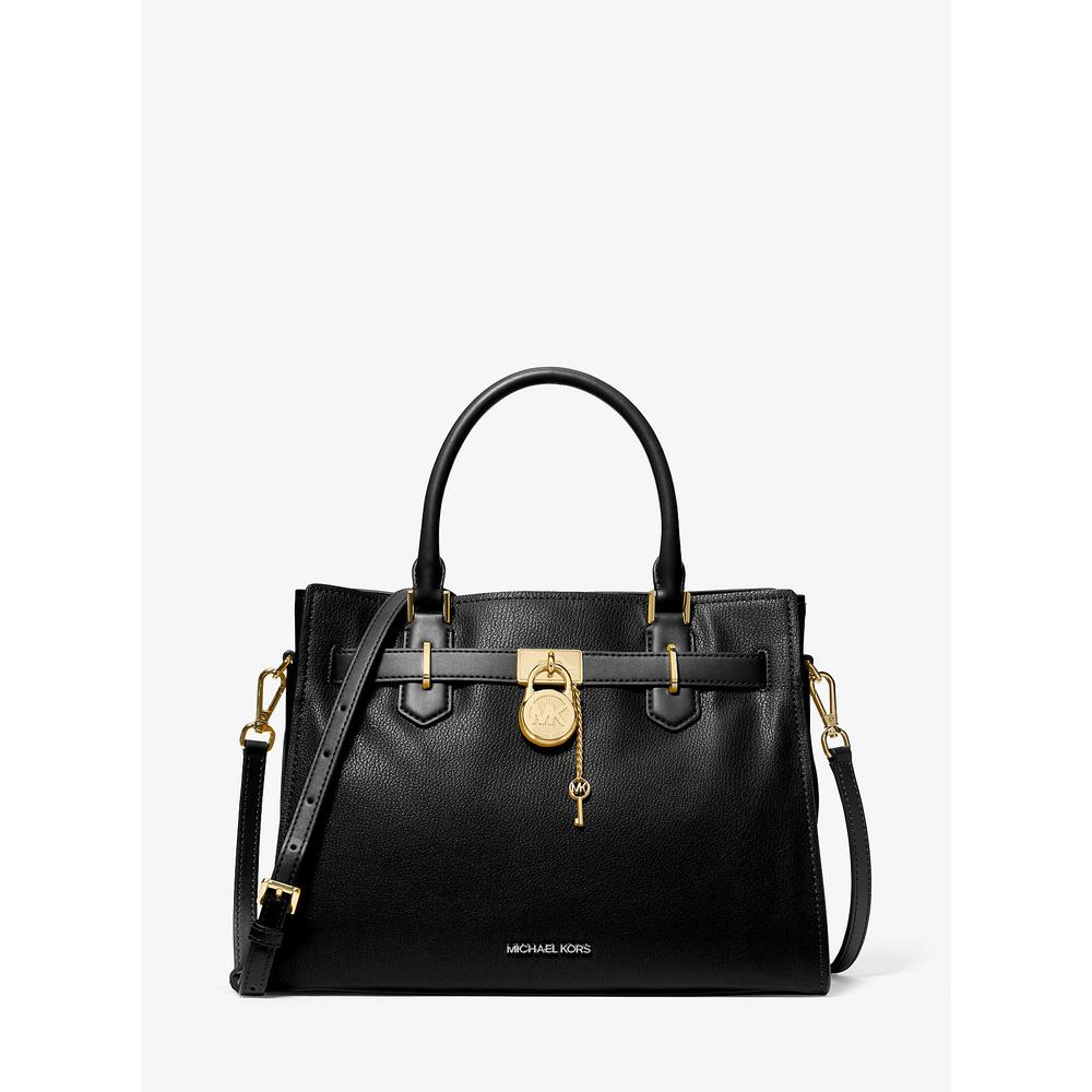MICHAEL KORS BOLSO BANDOLERA MEDIANO DE CUERO HAMILTON | NEGRO - 1