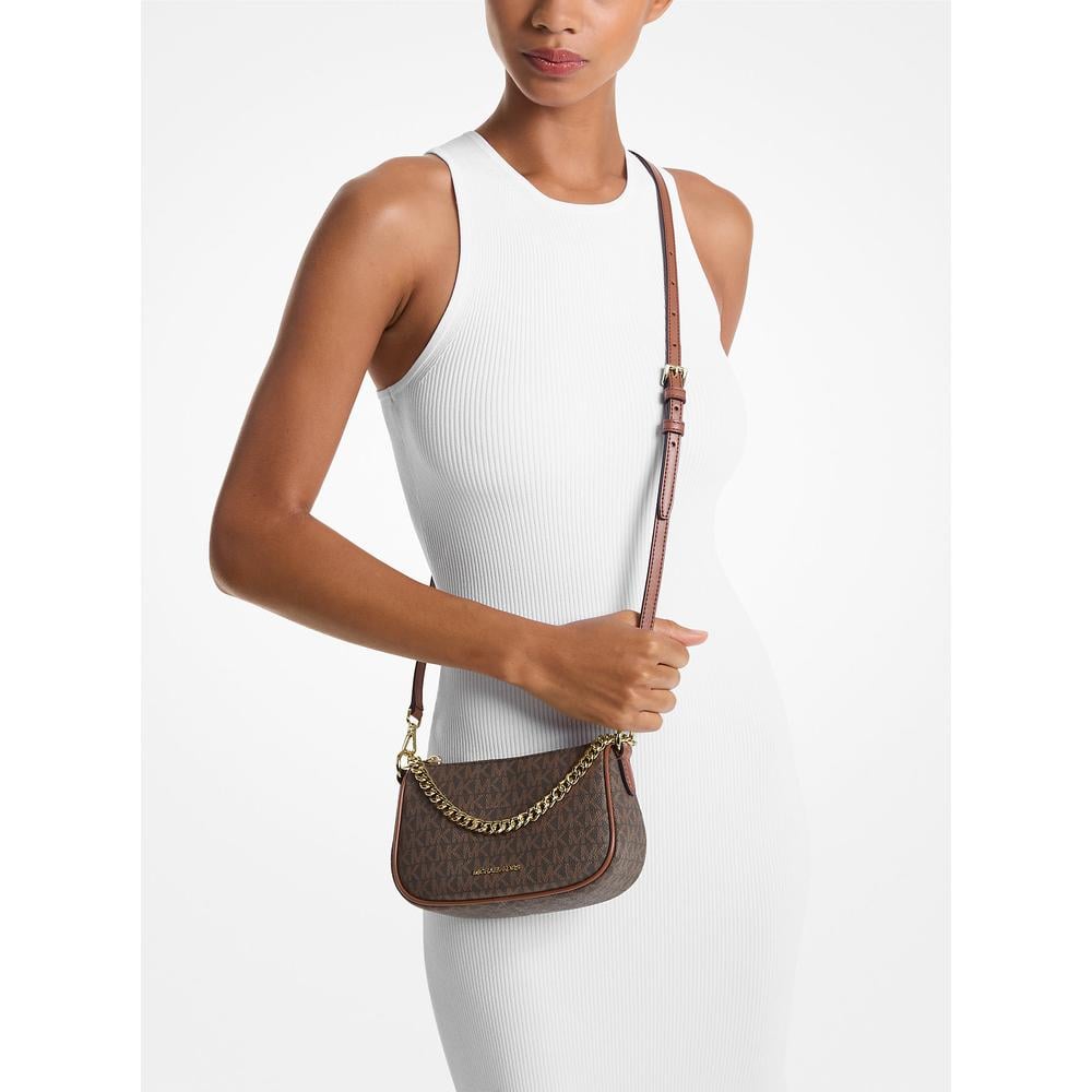 MICHAEL KORS BOLSO BANDOLERA CONVERTIBLE CARMELA SMALL SIGNATURE LOGO | MARRÓN - 3