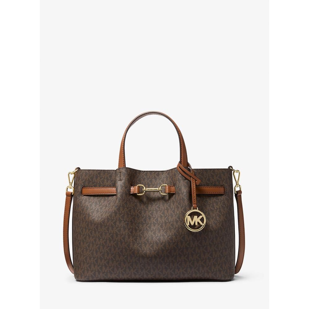 MICHAEL KORS BOLSO SATCHEL MEDIANO CON LOGOTIPO DE LA FIRMA CARSON | MARRÓN - 1