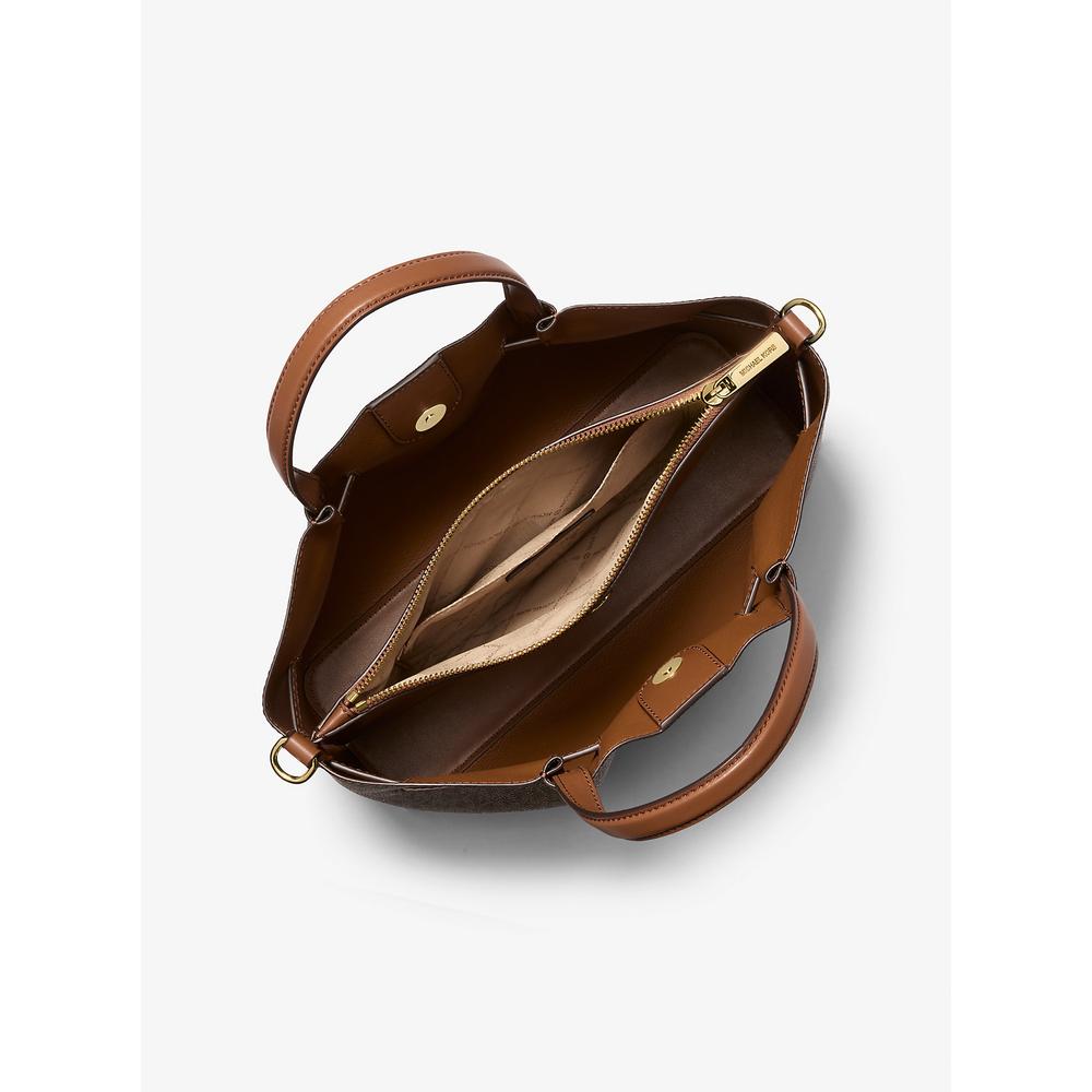 MICHAEL KORS BOLSO SATCHEL MEDIANO CON LOGOTIPO DE LA FIRMA CARSON | MARRÓN - 2