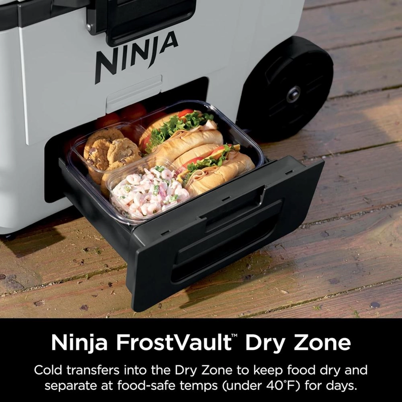 NINJA NEVERA PORTÁTIL FROSTVAULT FB245WH, CON RUEDAS Y CAJÓN SECO, 45 QT / 42,6 L | BLANCO - 3