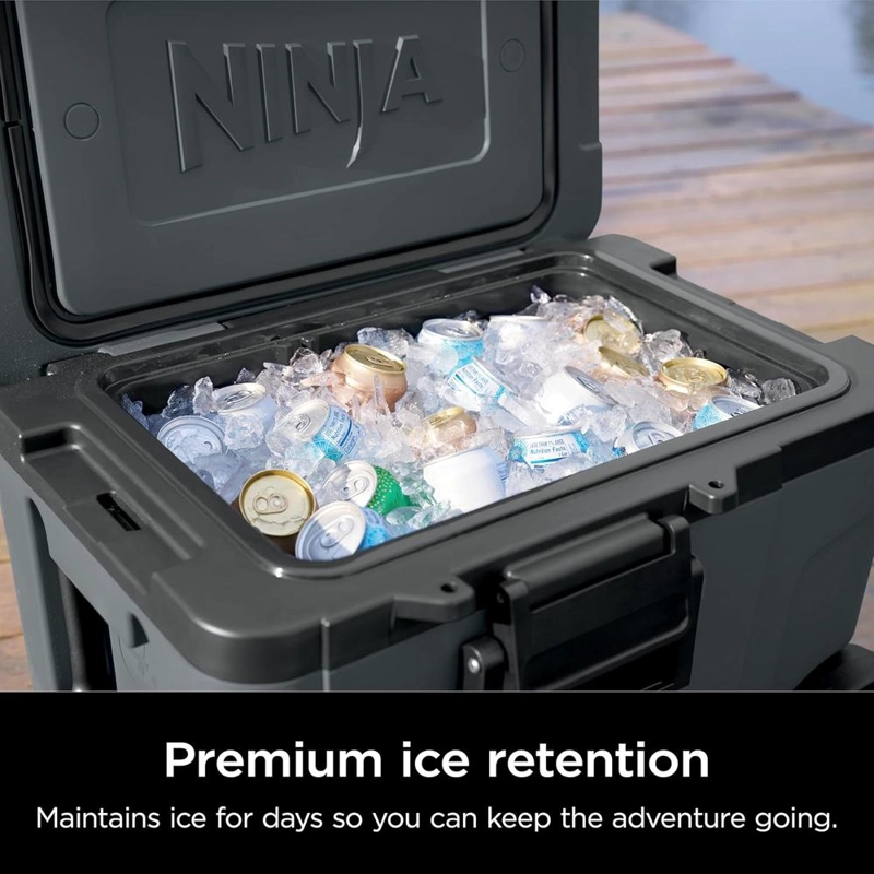 NINJA NEVERA PORTÁTIL FROSTVAULT FB245CG, CON RUEDAS Y CAJÓN SECO, 45 QT / 42,6 L | GRIS - 4