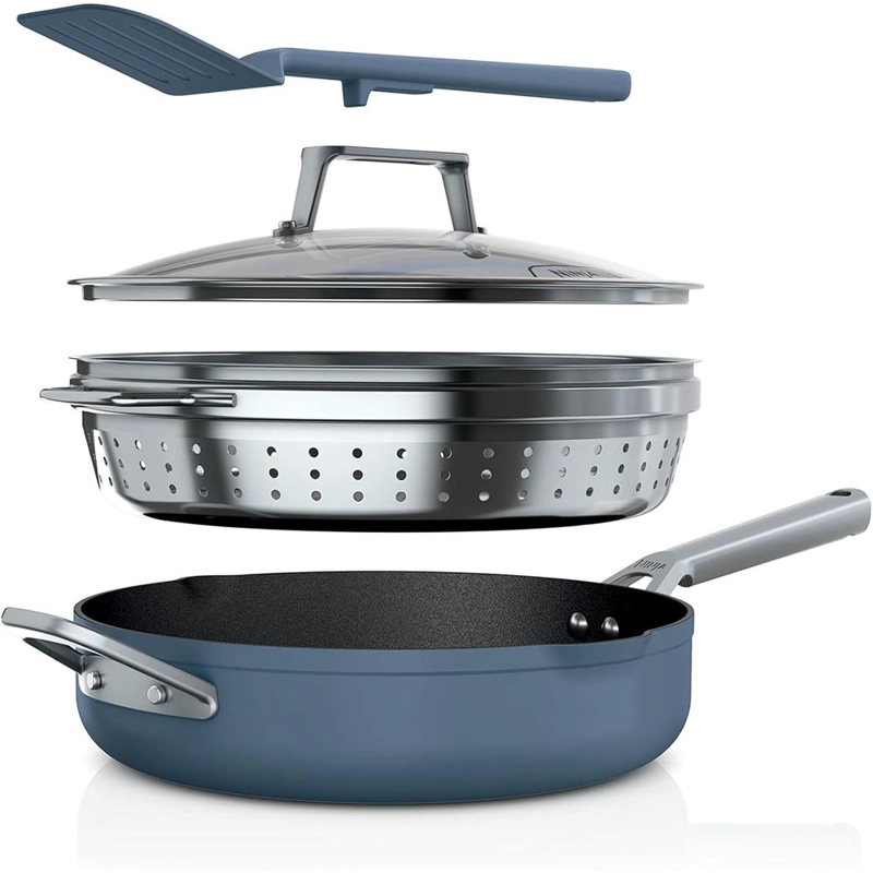 NINJA SARTÉN CW102BL FOODI NEVERSTICK POSSIBLE CON TAPA Y ACCESORIOS, 4 QT / 3,8 L | MACARON BLUE - 1