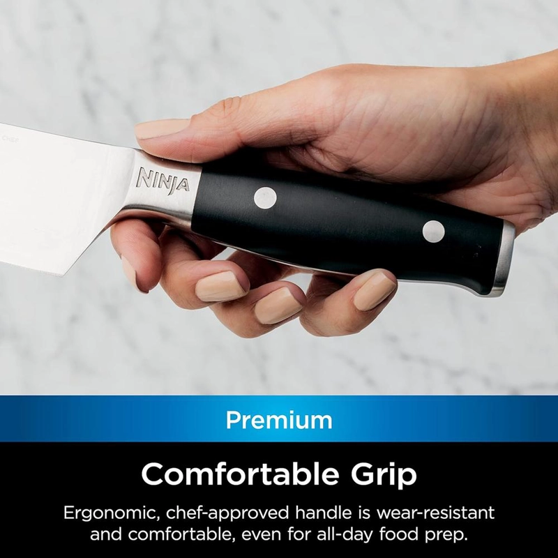 NINJA SET CUCHILLOS K32002 FOODI NEVERDULL CHEF Y SANTOKU 2 PZAS | NEGRO Y ACERO INOXIDABLE - 3