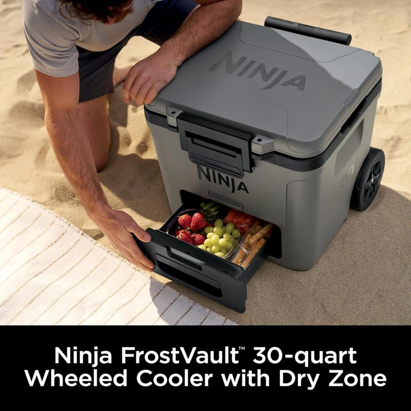 NINJA NEVERA PORTÁTIL FROSTVAULT FB230CG, CON RUEDAS Y CAJÓN SECO, 30 QT / 28,4 L | GRIS OSCURO - 2