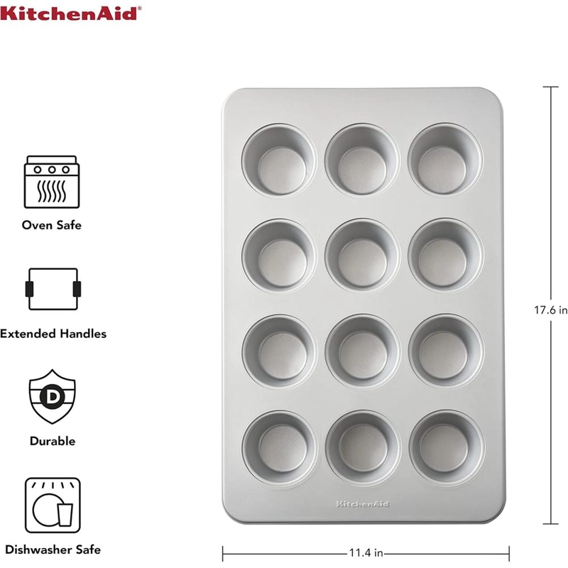 KITCHENAID MOLDE PARA MAGDALENAS 12 TAZAS / 2.8 L, ACERO ALUMINIZADO | PLATEADO - 3