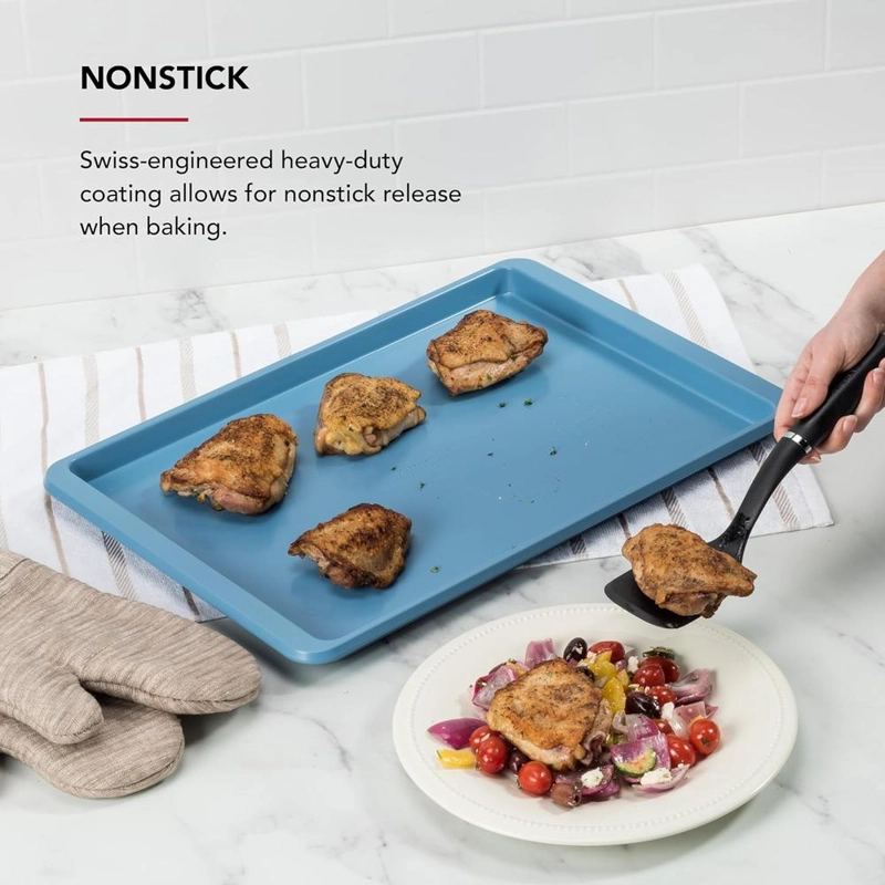 KITCHENAID BANDEJA PARA HORNEAR ANTIADHERENTE 33X46 CM, ACERO | TERCIOPELO AZUL - 3