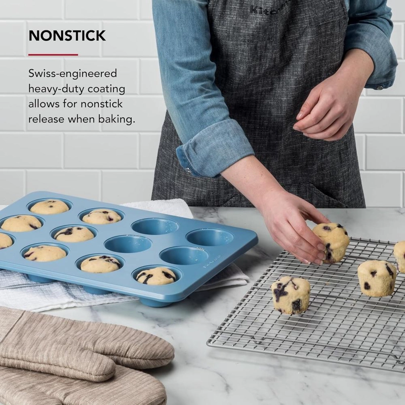 KITCHENAID MOLDE PARA MUFFINS 12 TAZAS / 1.4 L, ACERO | TERCIOPELO AZUL - 3