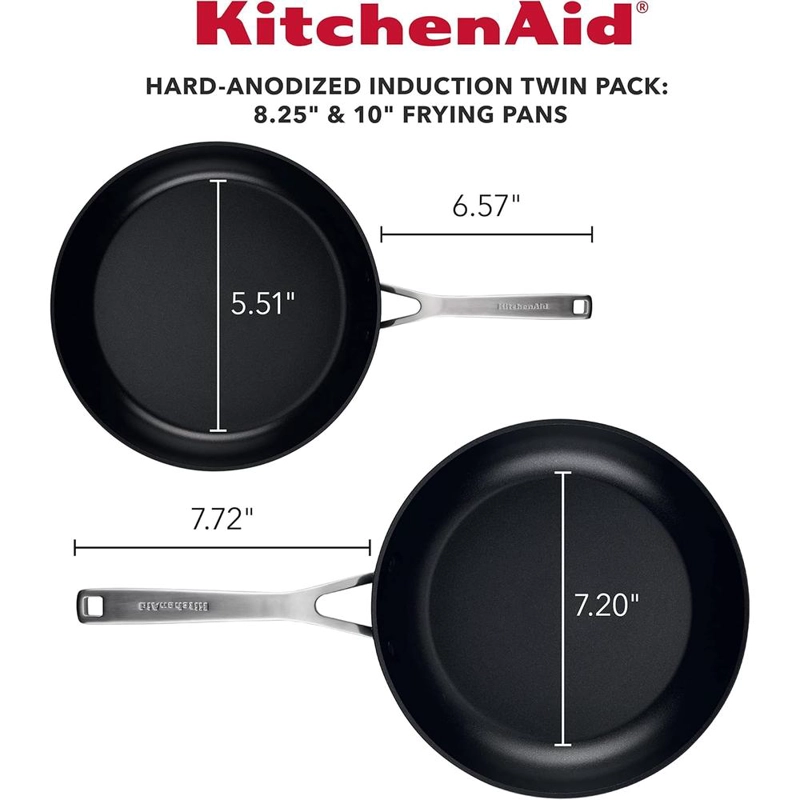 KITCHENAID JUEGO DE SARTENES 21 Y 25 CM, INDUCCIÓN ANODIZADA DURA | NEGRO MATE - 2