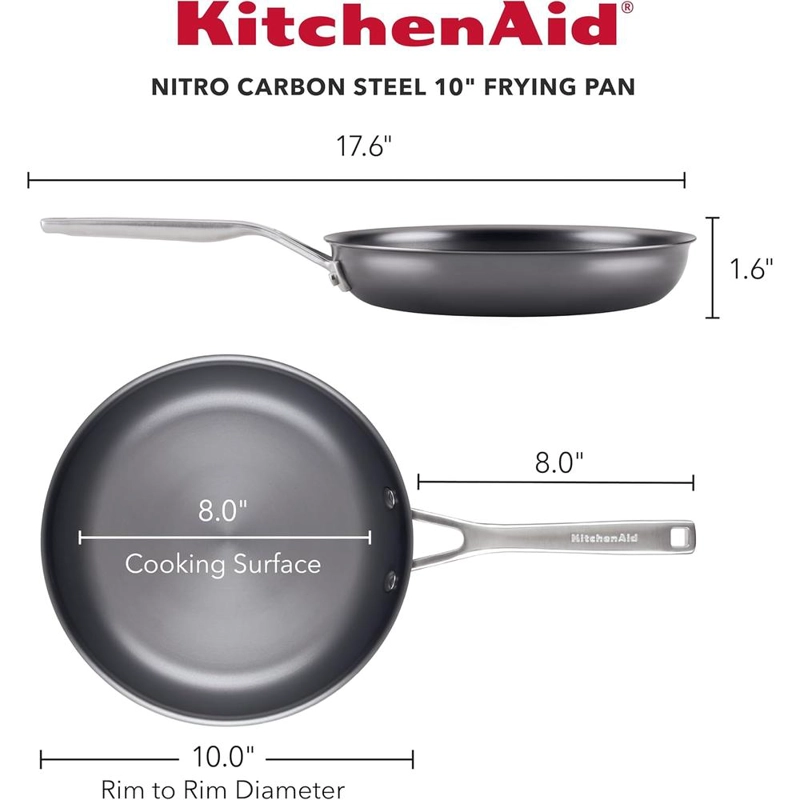 KITCHENAID NITRO SARTÉN ACERO AL CARBONO 10 IN / 25 CM, MANGO INOX | NEGRO - 2