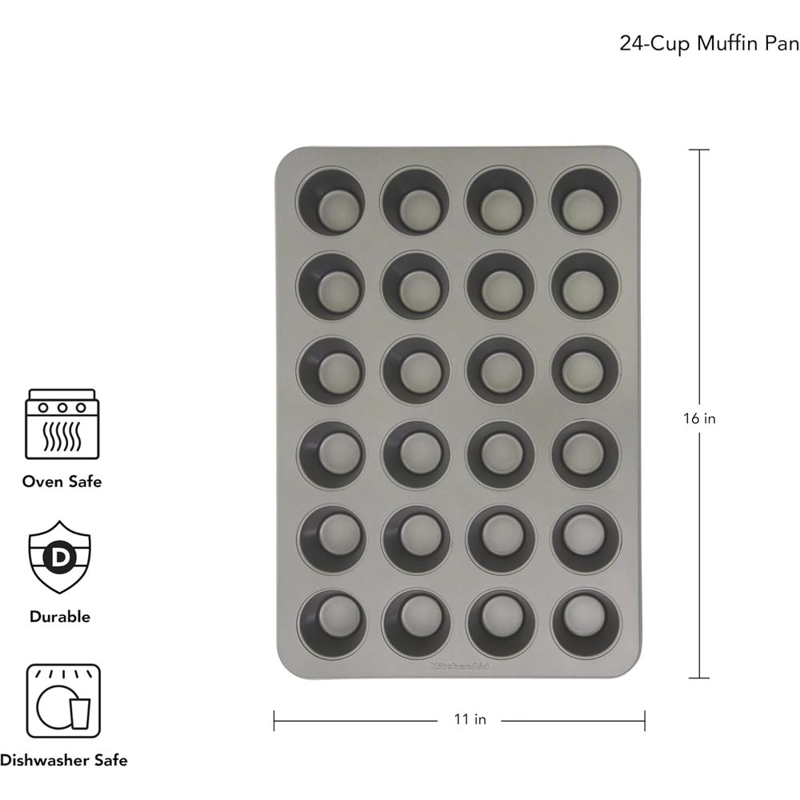 KITCHENAID MINI MOLDES PARA MAGDALENAS 24 TAZAS, ACERO | CONTORNO PLATEADO - 2