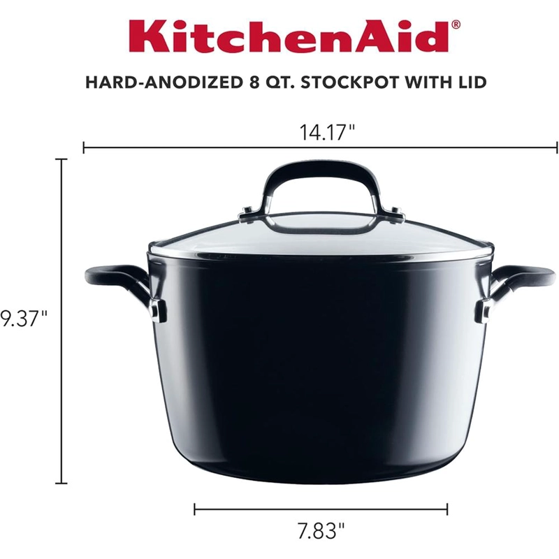 KITCHENAID OLLA 7.6 L CON TAPA, ANODIZADA DURA ANTIADHERENTE | NEGRO ÓNIX - 2