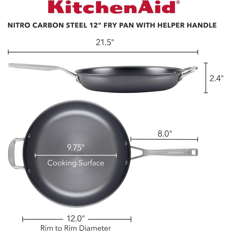 KITCHENAID SARTÉN ACERO AL CARBONO 12 IN / 30 CM, MANGO INOX | NEGRO - 2