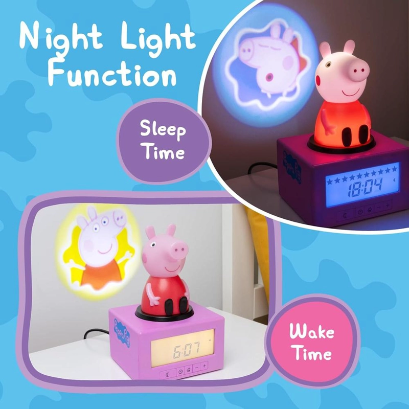 PALADONE PEPPA PIG, RELOJ DESPERTADOR PROYECTOR INFANTIL OFICIAL - 3