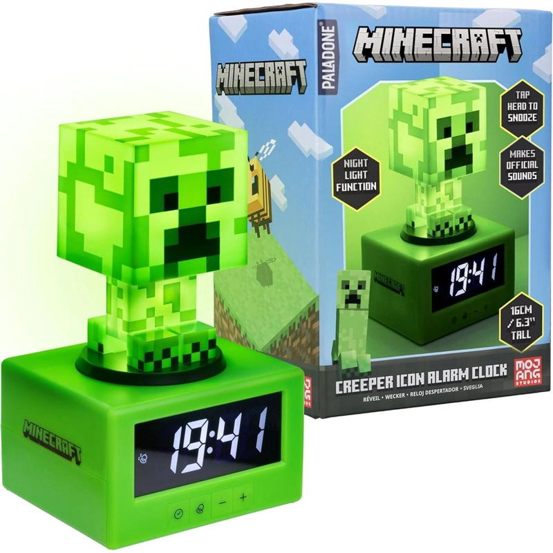 PALADONE MINECRAFT CREEPER, RELOJ DESPERTADOR LUZ Y SONIDO - 1