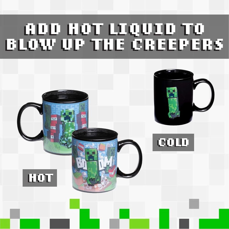 PALADONE MINECRAFT CREEPER, TAZA TÉRMICA CAMBIA COLOR OFICIAL - 2