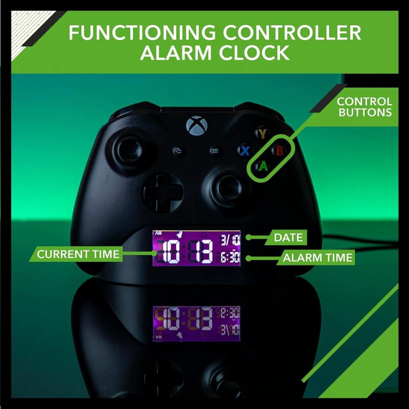 PALADONE XBOX, RELOJ DESPERTADOR DIGITAL CON MANDO NEGRO OFICIAL - 2